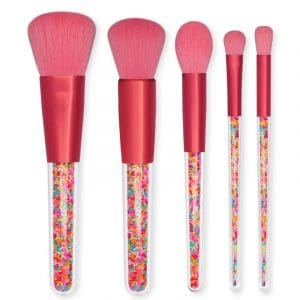 5 Pc Rose Pink Lollipop Candy Make Up Brush Set