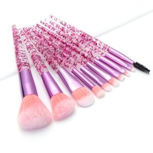 KySienn 10pcs Pink Glitter Make up Brush Set