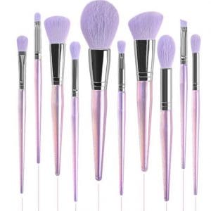 KySienn 10pcs Purple Crystal Makeup Brushes Set