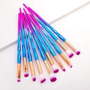 KySienn Blue/Pink 10Pcs Diamond Makeup Brushes Set