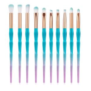 KySienn Teal/Pink 10Pcs Diamond Makeup Brushes Set