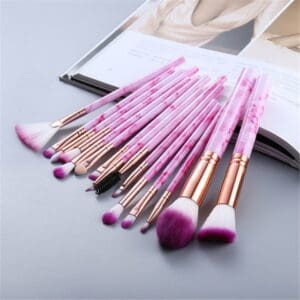 KySienn Marbel Pink 15Pce Make Up Brush Set
