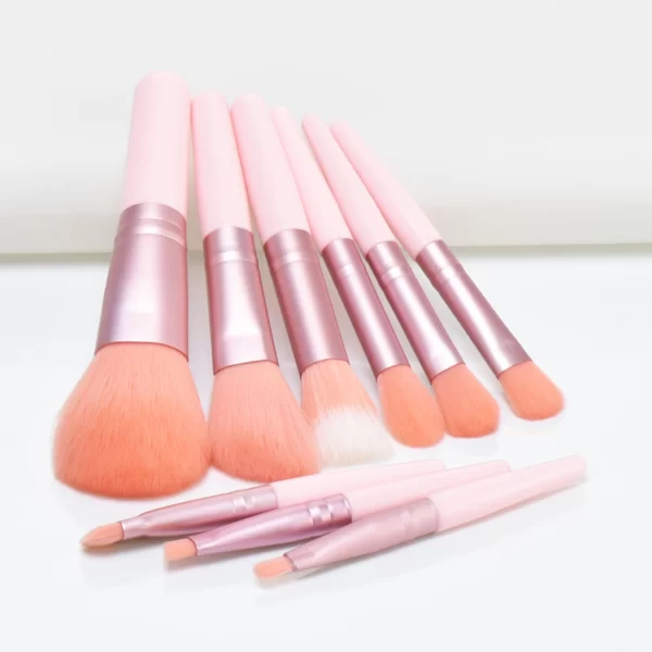 KySienn 9Pcs Pink Mini Portable Make Up Brushes