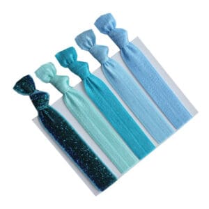KySienn Blue/Green Ribbon Hair Ties Pack 5