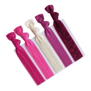 KySienn Pink Shimmer Ribbon Hair Ties 5 Pack