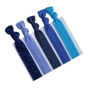 KySienn Blue Shimmer Ribbon Hair Ties Pack 5