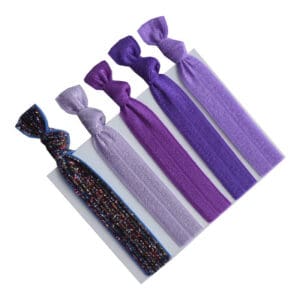 KySienn Purple Glitter Ribbon Hair Ties Pack 5