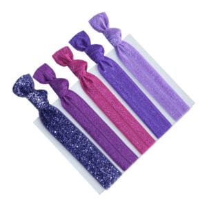 KySienn Purple Shimmer Ribbon Hair Ties Pack 5